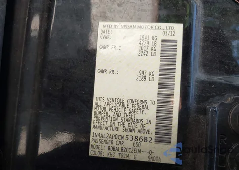 2012 Nissan Altima 2.5 S from USA, damaged, VIN 1N4AL2AP0CN538682